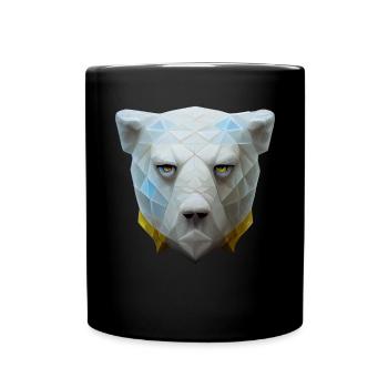 Polygon -Eisbärkopf niedrig Poly - Tasse einfarbig - Schwarz - Vorne