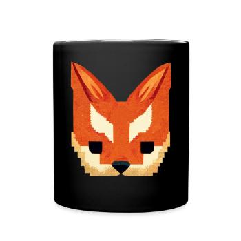 Fox Pixel Art 8 -Bit -Retro -Videospiel - Tasse einfarbig - Schwarz - Vorne