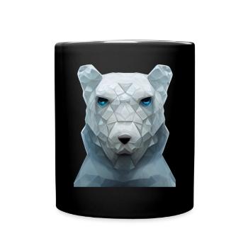 Niedliche Eisbärenkopf Polygon niedrige Polybären - Tasse einfarbig - Schwarz - Vorne