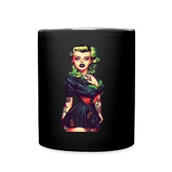 Horror Rockabilly Pin up Girl 50er Psychobilly Vam - Tasse einfarbig - Schwarz - Vorne