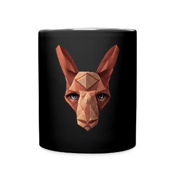 Känguroo -Kopf Low Polygon Geometrisches Tier - Tasse einfarbig - Schwarz - Vorne