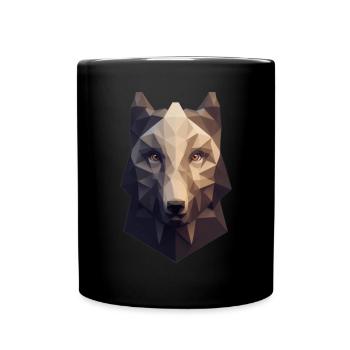 Geometrische Wölfe des Wolfkopfes Polygon - Tasse einfarbig - Schwarz - Vorne