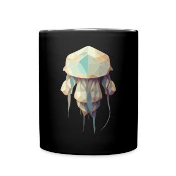 Polygonquallen süßes niedriges Poly - Tasse einfarbig - Schwarz - Vorne