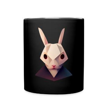 Süßes Känguroo -Kopf Polygon Low Poly Animal - Tasse einfarbig - Schwarz - Vorne