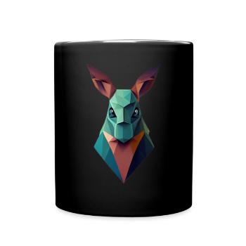 Polygon Känguroo Kopf Low Poly Australian - Tasse einfarbig - Schwarz - Vorne