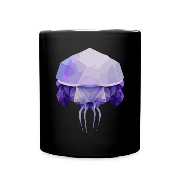 Geometrisches Quallen -Polygon -Tiefpoly -Meeresti - Tasse einfarbig - Schwarz - Vorne