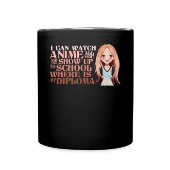 Sehen Sie sich Anime die ganze Nacht an, die lusti - Tasse einfarbig - Schwarz - Vorne