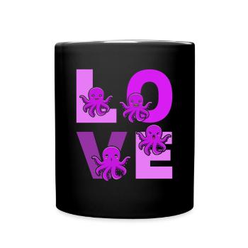 Kraken Octopus Cephalopod Octopuses - LOVE Octopus - Full Colour Mug - black - Front
