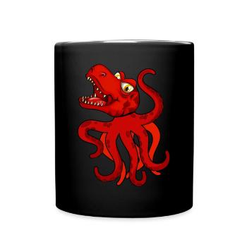 Octopus Kraken Dinosaur Cephalopod - Funny Octopus - Full Colour Mug - black - Front