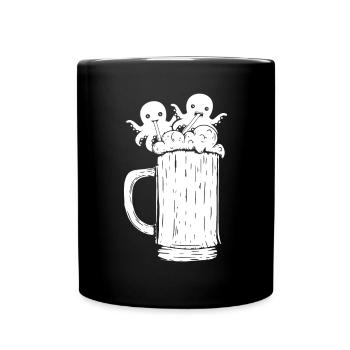 Kraken Octopus Cephalopod - Funny Octopus Beer - Full Colour Mug - black - Front