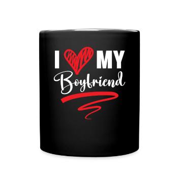 Ich liebe meinen Freund Valentinstag Amor Liebe - Tasse einfarbig - Schwarz - Vorne