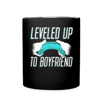 Leveled Up To Boyfriend Couple Valentinstag - Tasse einfarbig - Schwarz - Vorne