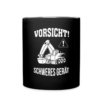 Bagger Baggerfahrer Baugeräteführer Schweres Gerät - Tasse einfarbig - Schwarz - Vorne