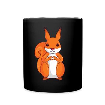 Eichhörnchen Liebe Kinder Mädchen Damen - Tasse einfarbig - Schwarz - Vorne