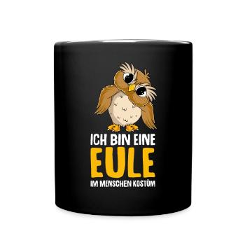Eulen Kostüm Kinder Damen Mädchen Eule - Tasse einfarbig - Schwarz - Vorne