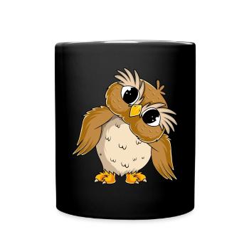Eulen Liebhaber Mädchen Kinder Eule - Tasse einfarbig - Schwarz - Vorne