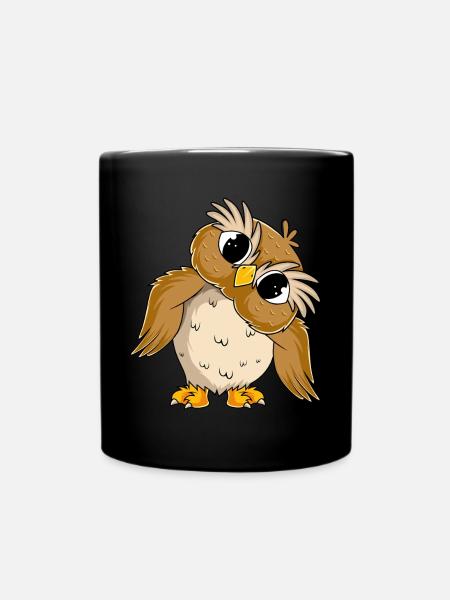 Hibou amoureux filles enfants hibou - Mug uni - noir