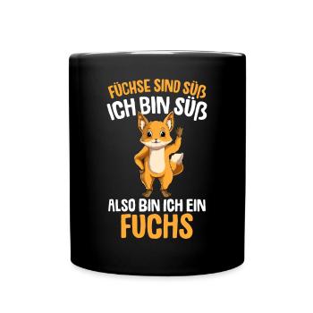 Füchse sind süß Kinder Mädchen Damen Fuchs - Tasse einfarbig - Schwarz - Vorne