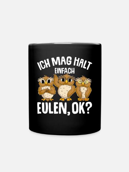Ich mag halt Eulen Kinder Mädchen Eule - Tasse einfarbig - Schwarz