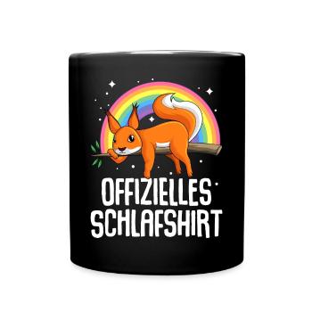 Offizielles Schlafshirt Eichhörnchen Nachthemd - Tasse einfarbig - Schwarz - Vorne