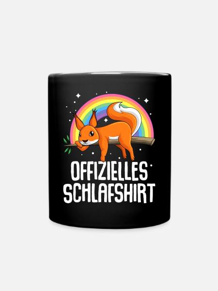 Offizielles Schlafshirt Eichhörnchen Nachthemd - Tasse einfarbig - Schwarz