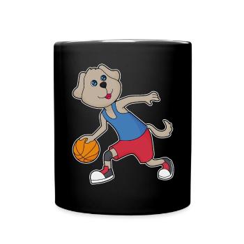 Dog Basketball Player Basketball - Full Colour Mug - black - Front