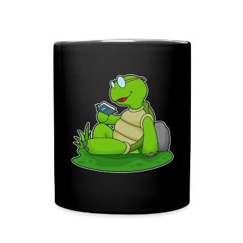 Turtle Nerd Book Glasses - Full Colour Mug - black - Front