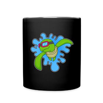 Schildkröte Schwimmen Schwimmbrille - Tasse einfarbig - Schwarz - Vorne
