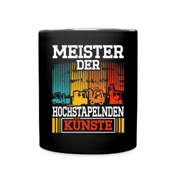 Lagerist Gabelstapler Lagerarbeiter - Tasse einfarbig - Schwarz - Vorne
