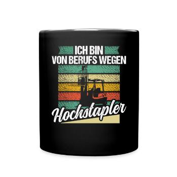 Lagerist Gabelstapler Gabelstaplerfahrer - Tasse einfarbig - Schwarz - Vorne