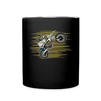 Motocross / Enduro / Freestyle mx / Dirtbike retro - Tasse einfarbig - Schwarz - Vorne