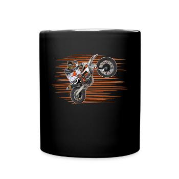 Motocross / Enduro / Freestyle mx / Dirtbike retro - Tasse einfarbig - Schwarz - Vorne