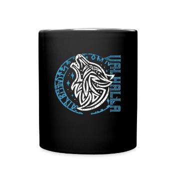 Valhalla Wolf Odin Runen Nordischer Kompass - Tasse einfarbig - Schwarz - Vorne