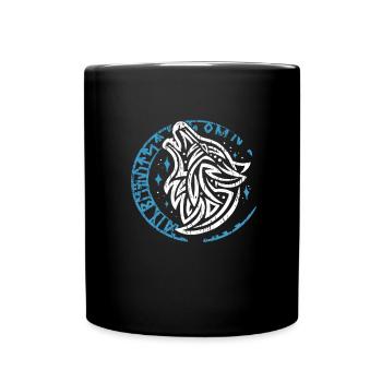 Valhalla Wolf Odin Runen Nordischer Kompass - Tasse einfarbig - Schwarz - Vorne
