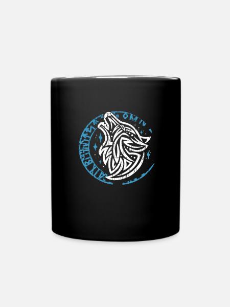 Valhalla Wolf Odin Runen Nordischer Kompass - Tasse einfarbig - Schwarz