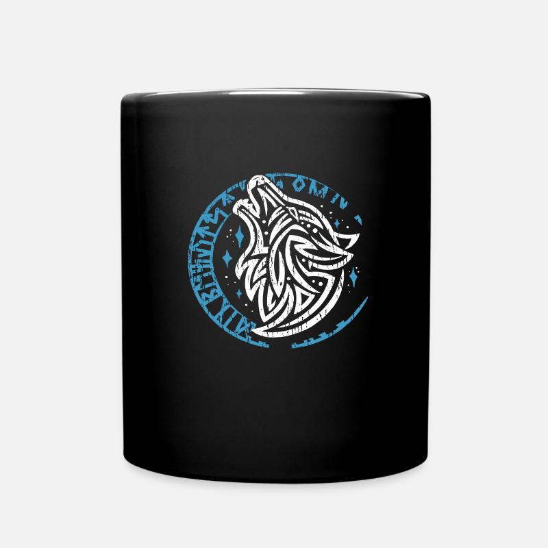 Valhalla Wolf Odin Runen Nordischer Kompass - Tasse einfarbig - Schwarz