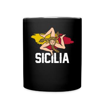 Sizilien flagge Sizilien Palermo Italien - Tasse einfarbig - Schwarz - Vorne