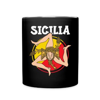 Sizilien flagge Sizilien Palermo Italien - Tasse einfarbig - Schwarz - Vorne