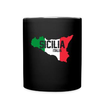 Sizilien flagge Sizilien Palermo Italien - Tasse einfarbig - Schwarz - Vorne