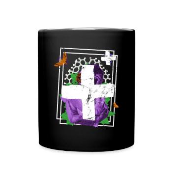 Be human Respekt Abstrakt Vaporwave Trance - Tasse einfarbig - Schwarz - Vorne