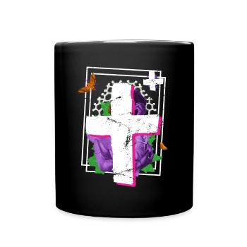 Be human Respekt Abstrakt Vaporwave Trance - Tasse einfarbig - Schwarz - Vorne