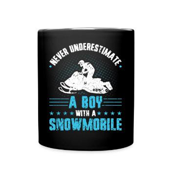 Snowmobile Riding Boy Snowmobile - Tasse einfarbig - Schwarz - Vorne