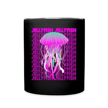 Jellyfish Retro Ocean Life Sea Fish Animals - Full Colour Mug - black - Front