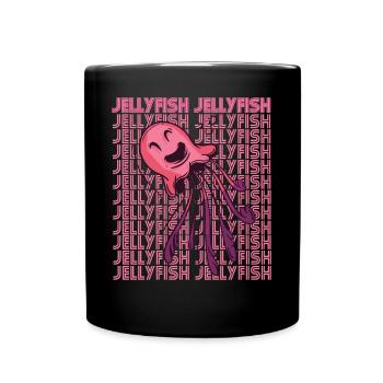 Cute Jellyfish Life in the Ocean Diving Underwater - Full Colour Mug - black - Front