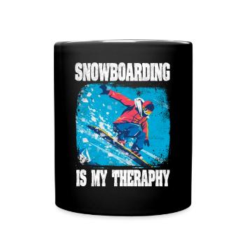 Snowboarding Is My Therapy Snowboarding - Tasse einfarbig - Schwarz - Vorne