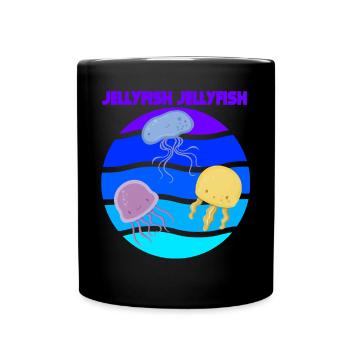 Jellyfish Sea Underwater Ocean Animals Fish - Full Colour Mug - black - Front