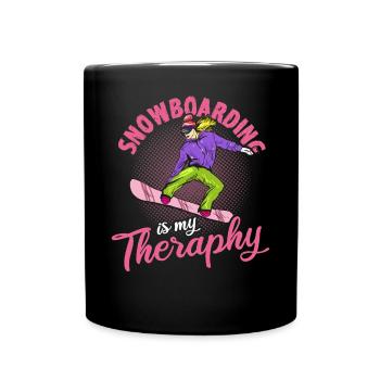 Snowboarding Is My Therapy Snowboarding - Tasse einfarbig - Schwarz - Vorne