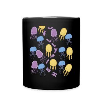 Cute Jellyfish Ocean Life Underwater Sea Diving Fi - Full Colour Mug - black - Front