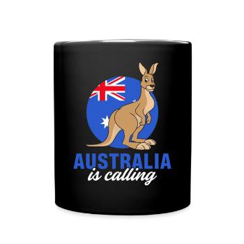 Kangaroo Australia appelle le drapeau de l’outback mignon K - Mug uni - noir - Devant