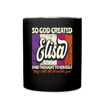 Elisa Name Gift Birthday Name Gift - Full Colour Mug - black - Front